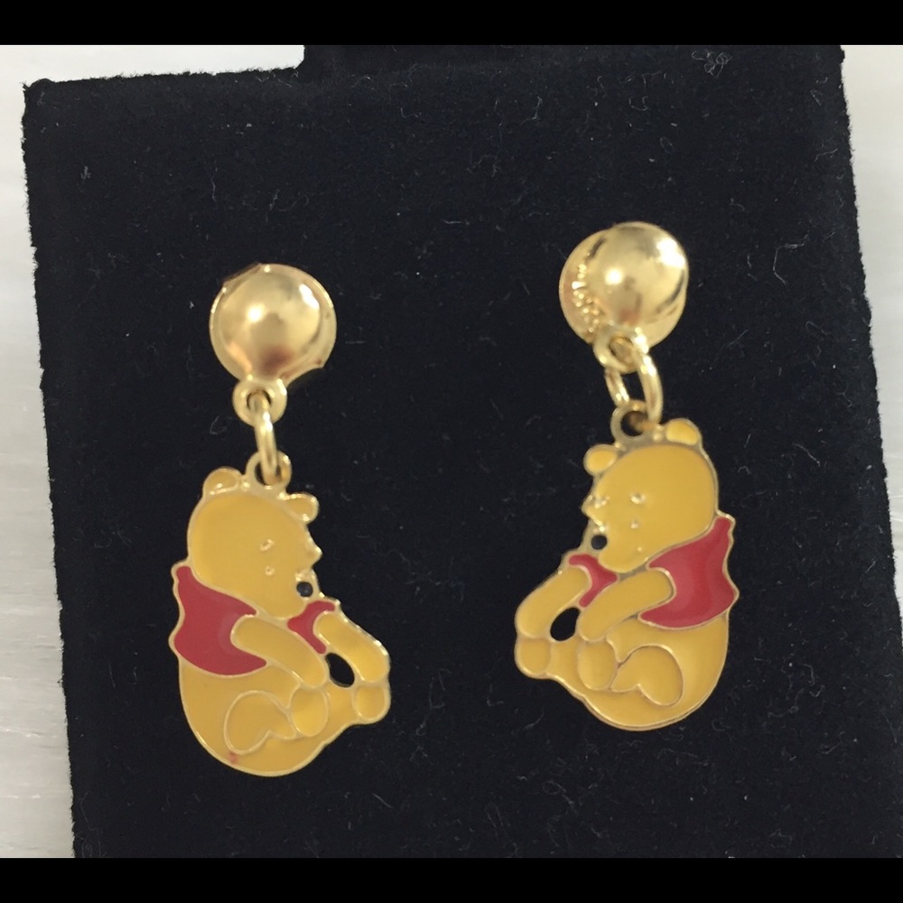 Winnie The Pooh Dangling Earrings in 18 K Gold Filled for Women’s and Girls